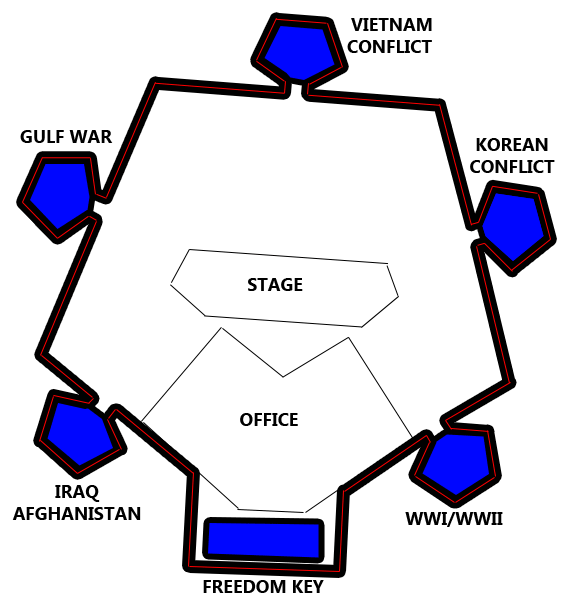 Map showing ERA placement options for memorial bricks